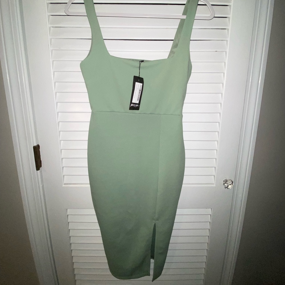Squarin’ to Go MIDI Dress Sage - Picture 2 of 3